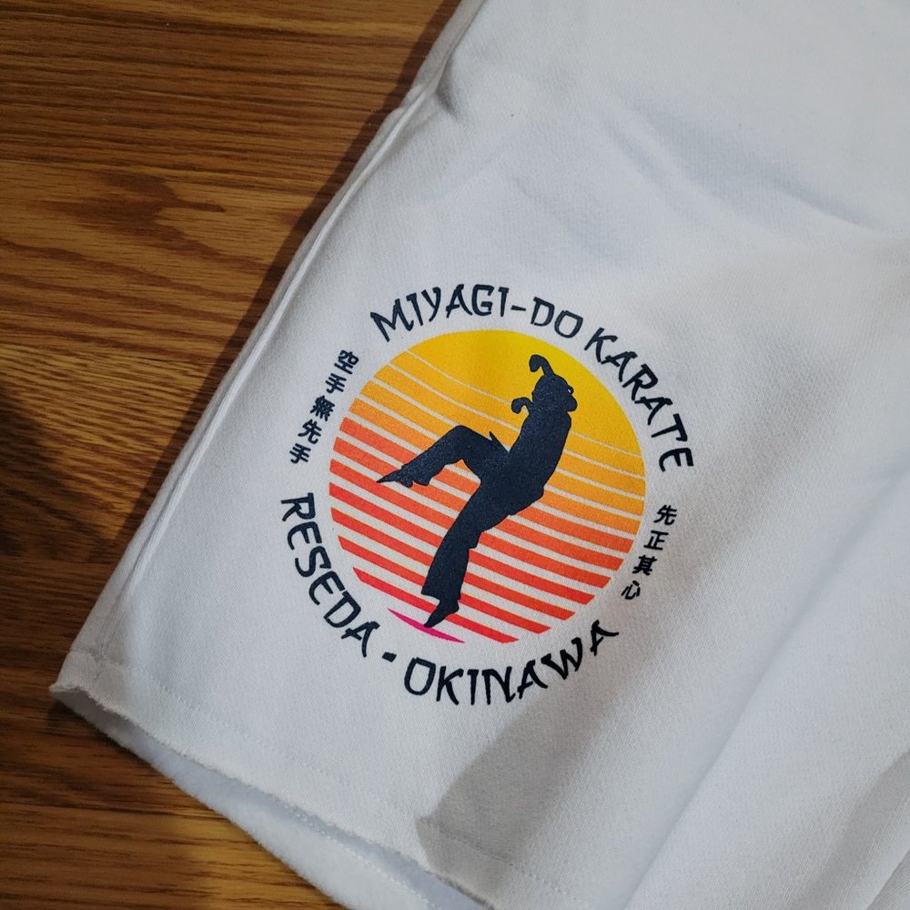 Champion Cobra Kai Reverse Weave Cut Off Shorts Miyagi Karate Dojo White… - Picture 6 of 8